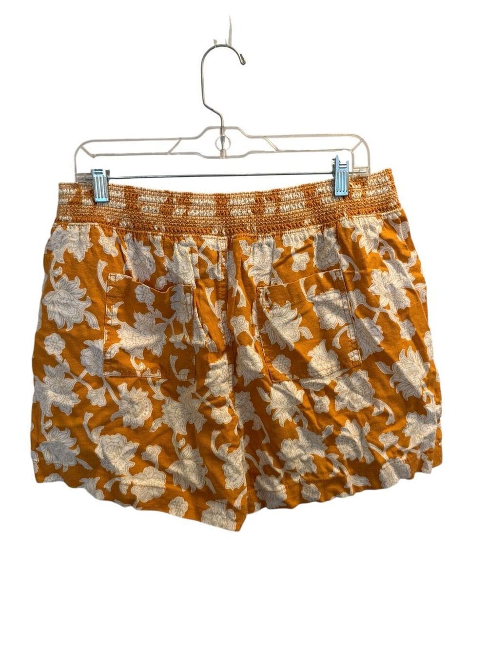 Briggs orange floral linen elastic waist shorts size large new with tags!